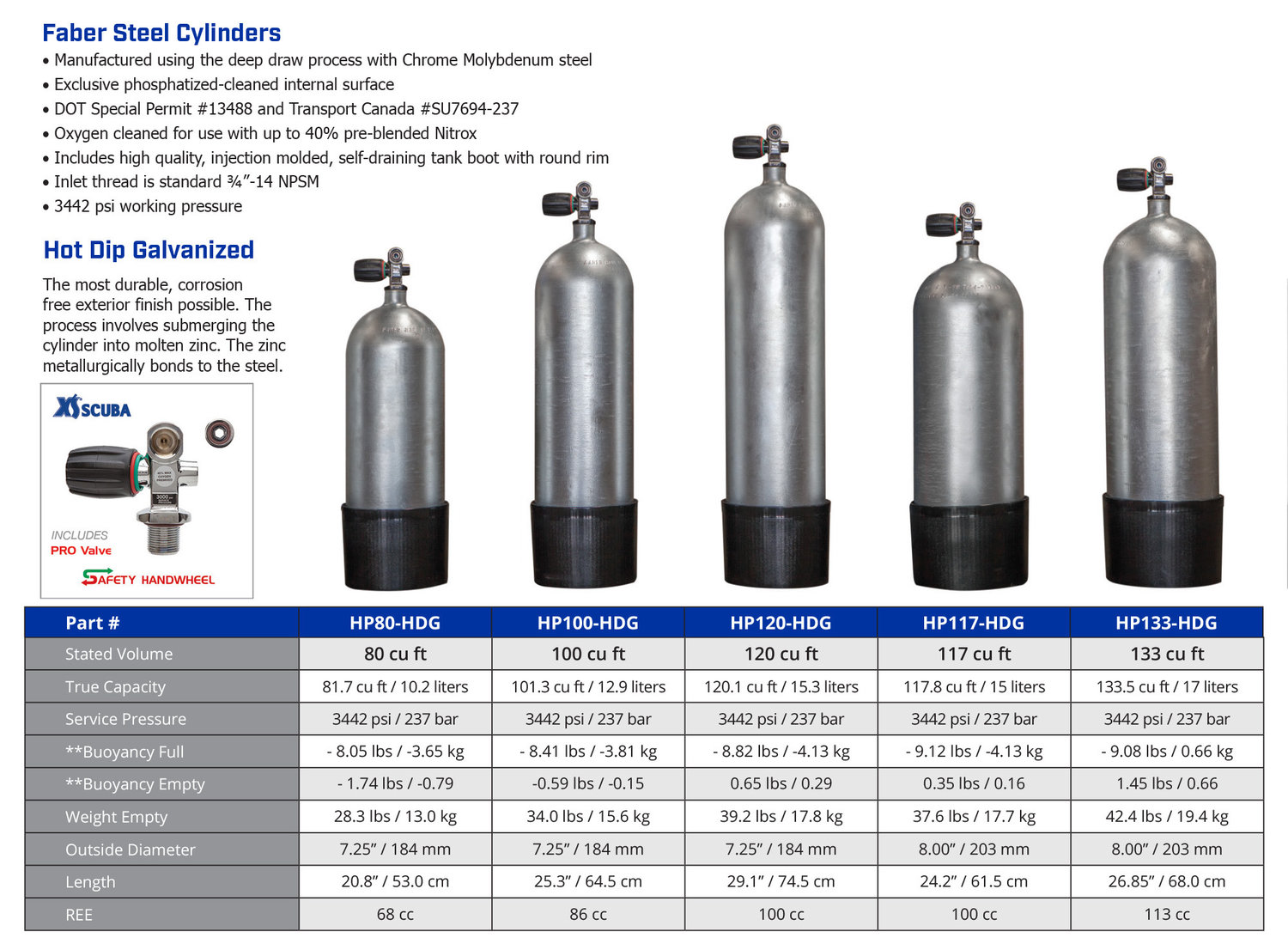 different air tanks for diving
