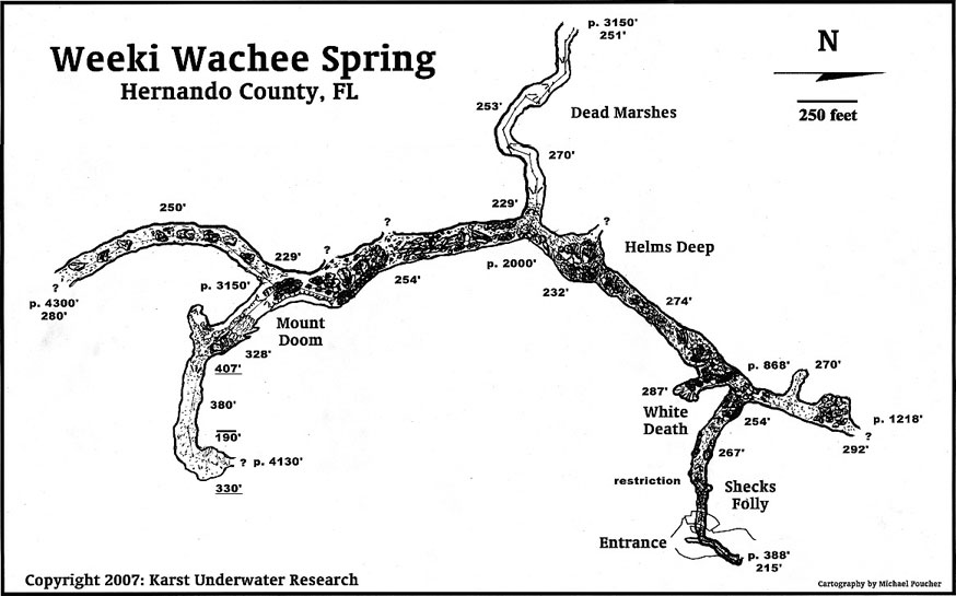 Weeki Wachee Spring Florida cave plan