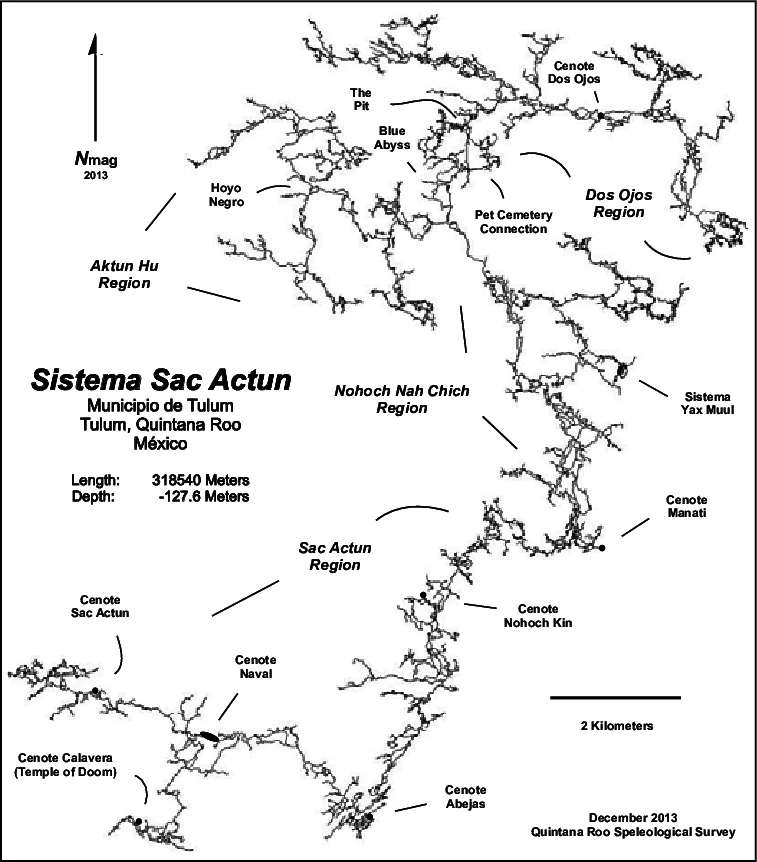 Sac Actun cave system map
